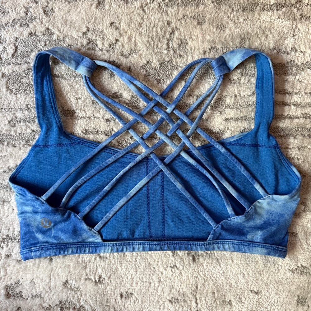 Lululemon Blue tie-dye Free to be Wild Sports Bra